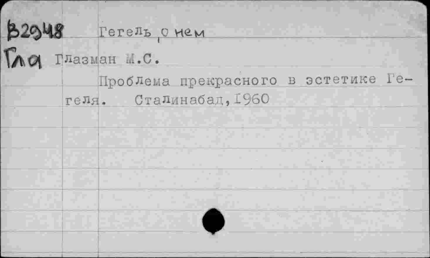 ﻿Гегель ней_______________
Ц ГЛазман М.С.
Проблема прекрасного в эстетике Гегеля. СтаЛинабад,1960